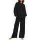 thumbnail image 1 of Conjunto de 2 piezas para mujer: top de manga larga con cordón y pantalones de pierna ancha - Color liso informal, material de algodón, tallas S-XXXXXL, 1 of 6