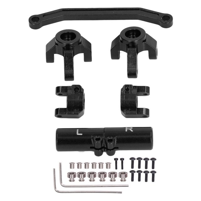 RC Front Steering Knuckle Set, RC Front Steering Link Set Delicate Wear Resistant Easy Installation For Racing Black