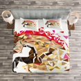 thumbnail image 3 of Ambesonne Animal Quilted Bedspread Set 3 Pcs, Abstract Art Wild Horse, Queen Size, Tan Red Brown, 3 of 3