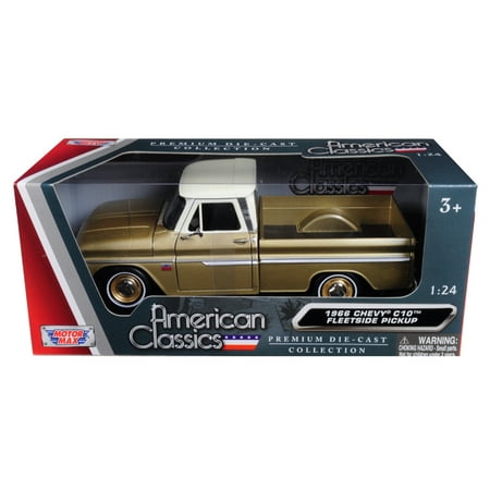 1966 Gmc Pickup - 1966 Chevrolet C10 Fleetside Pickup Truck Gold 1/24 Diecast Car Model by Motormax