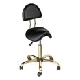 thumbnail image 1 of Silla de dibujo ergonómica OmySalon, taburete tipo silla de montar, negro y dorado, 1 of 9