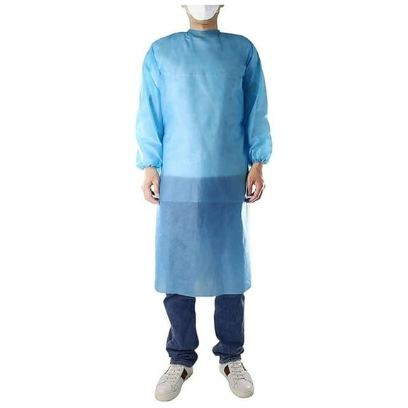 Disposable Isolation Gowns - 100 Pack Level 1 PP Gowns, Elastic Cuff, Latex-Free, Fluid Resistant - Medical, Dental, Hospital, Industries, One Size