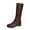 Wine, variant on eczipvz Womens Shoes Ladies Vintage Solid Color Leather Top Boots Side Zip Belt Buckle Flat Fashion Wide Calf Knee High Pairs Boots for Women Black,Size 8