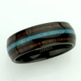 thumbnail image 2 of Men's Women's Tungsten Wedding Band Engagement Ring 8mm Black IP Plated with Koa Wood & Crushed Turquoise Inlay, 2 of 4
