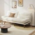 thumbnail image 2 of Futon Sofa Bed, 4 in 1 Convertible Sofa with Adjustable Backrest, 71" Teddy Plush Fabric Loveseat Sleeper Couch for Living Room, Apartment, Office, Beige, 2 of 5