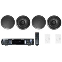 Rockville 2-Room Home Audio Receiver (4) Black 8" Ceiling Speakers Wall Controls