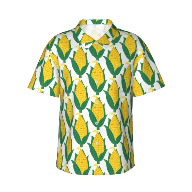 Balery Corn Cob Camisas hawaianas de manga corta para hombre, camisas playeras de corte holgado, camisas de vacaciones con botones,3X-Large