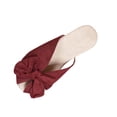 thumbnail image 1 of Wdhugt Sandales Plates à Nœud pour Femmes, Pantoufles à Enfiler, Bout Rond, Décontractées, Rouges, Taille 7.5 Us, Longueur du Pied 25 Cm/9.84 Po, Suède, 1 of 9