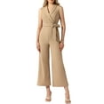 thumbnail image 2 of INSPIRE CHIC Women's Elegant Office Work Sleeveless Wide Belted Leg Jumpsuit Romper, 2 of 5