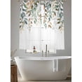 thumbnail image 6 of Green Brown Botanical Semi Sheer Window Curtains 72 Inches Long, Farmhouse Eucalyptus Leaves Rod Pocket Voile Silky Chiffon Curtain Light Filtering Drapes for Living Room, Kitchen, 52"x72", 2 Panels, 6 of 9