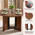 thumbnail image 6 of Hawsaiy 5 Piece 39.4" Round Dining Table Set for 4, Small Space Kitchen Table with 4 Upholstered Chairs, Farmhouse Dining Set with Metal Legs(Walnut+Beige), 6 of 9
