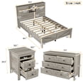 thumbnail image 2 of Ensemble de Chambre Grand Style Ferme Gris Antique - Lit, Table de Nuit et Commode, 2 of 8