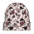 thumbnail image 7 of Naloa Retro Red Black Roses Soft Beanie Hat, Knit Beanie Daily Beanie in Fine Knit for Women Men Winter Travel, Outdoor, 7 of 7