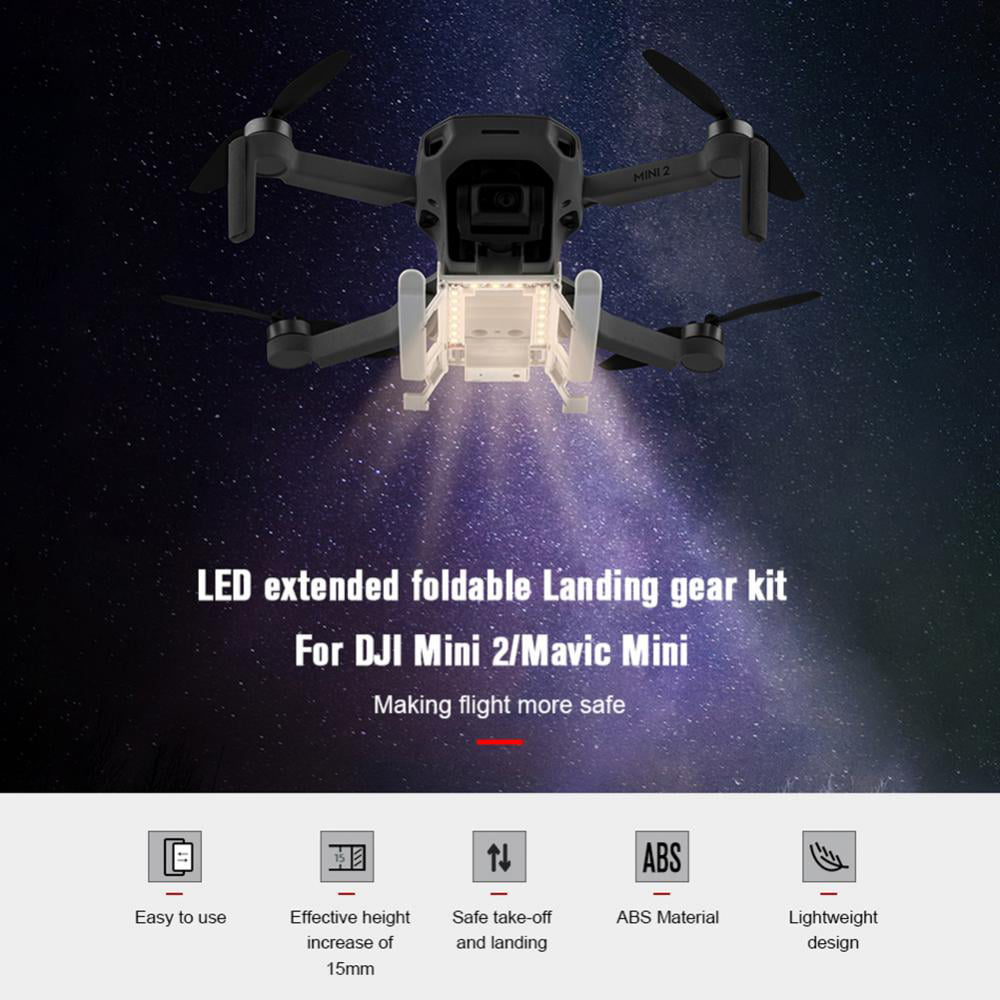 DAMEING LED Landing Gear Foldable Heightened Landing Leg with Lights Extended Holder for DJI Mini 2/Mavic Mini Drone Accessories 