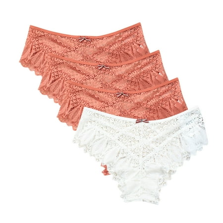 Cheeky Panties for Women Underwear for Women Lace Floral Bikini Seamless Panties Plus Size Ladies Cute Briefs Thongs 4-Pack Seamless Panties White XXL