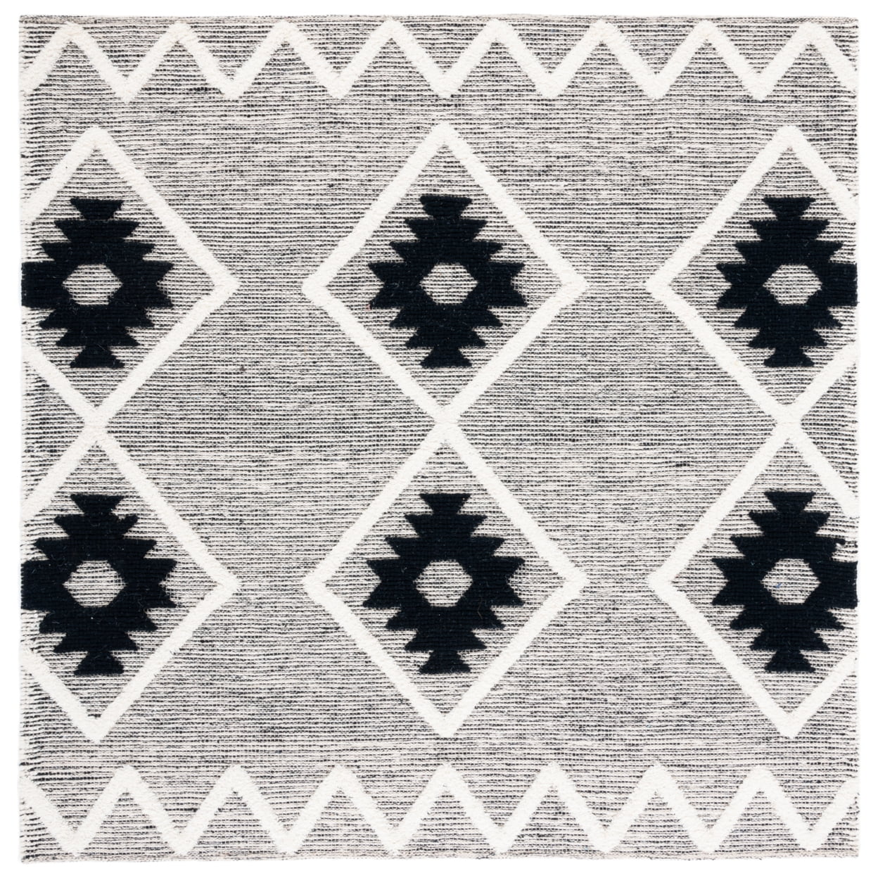 SAFAVIEH Vermont Yolonda Geometric Area Rug, Black/Ivory, 6' x 6' Round