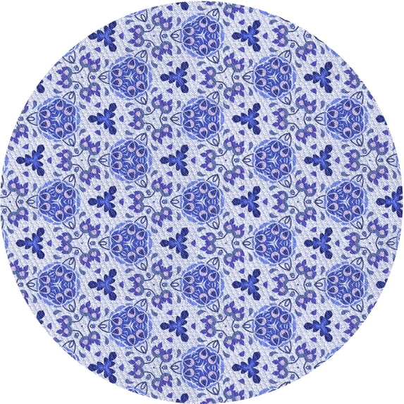 Ahgly Company Indoor Round Patterned Royal Blue Area Rugs, 7' Round