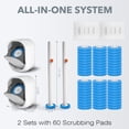 thumbnail image 6 of 2-Pack Disposable Toilet Brush & Wand Kit, Wall-Mounted Auto-Closing Caddies with 60 Refills, Deep Cleaning System with Pre-Loaded Scrubber for Rust & Hard Water - Mess-Free Modern Design, 6 of 7