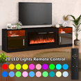 thumbnail image 6 of Waleaf Fireplace TV Stand with 36" Electric Fireplace for TVs Up to 90", LED Light Entertainment Center, Modern High Gloss Wood with Spacious Storage Cabinet for Living Room, 6 of 8