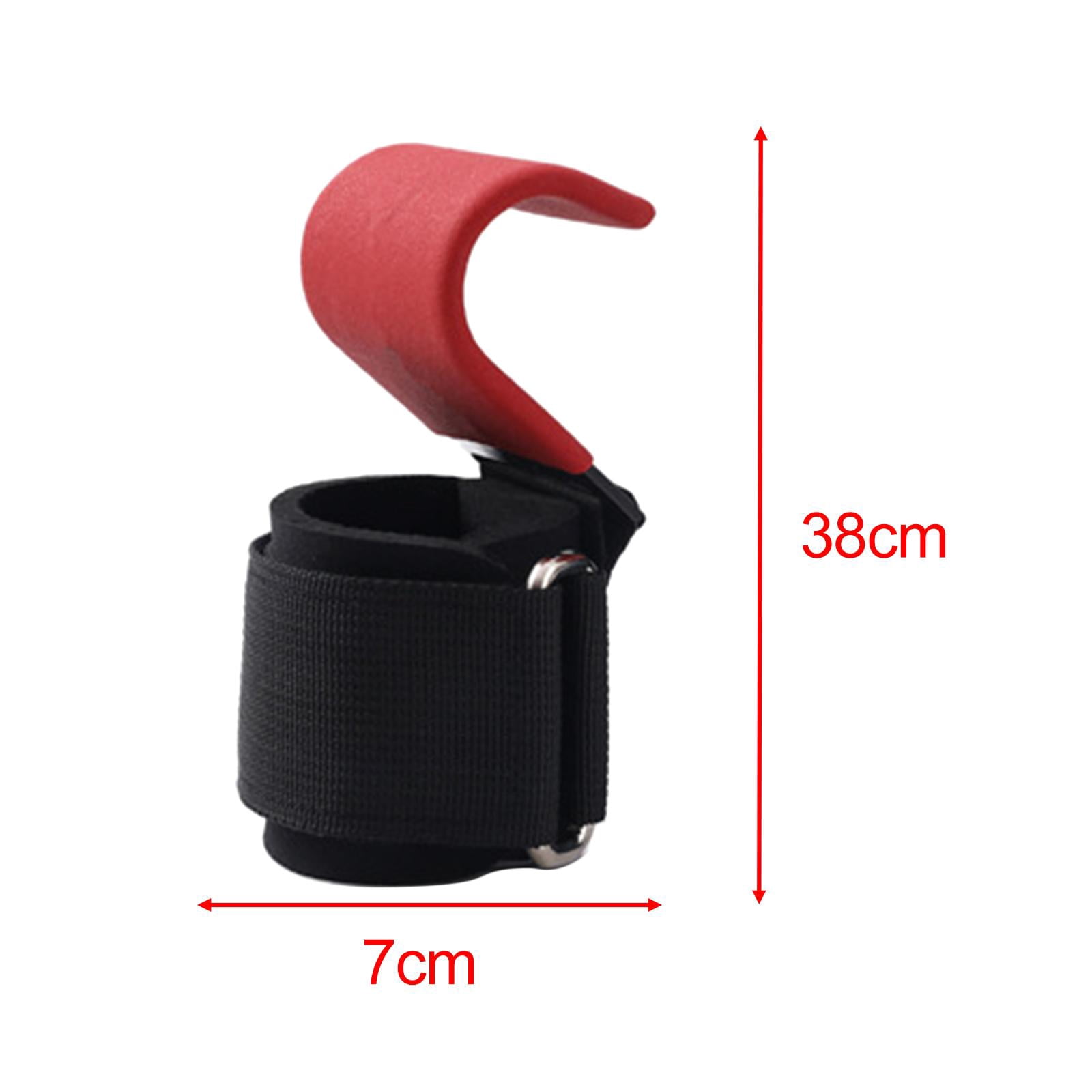DimyFew 2 Pieces Weight Lifting Hooks Portable Hand Grip Support Wrist Straps for Weight Red