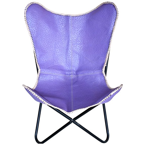 Genuine Leather Butterfly Chair Folding Lounge Modern Sling Accent Seat