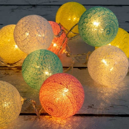Decorative Indoor Lights West Ivory 5.75 feet 10 LED Colorful Globe Balls String Fairy Light Battery Powered Decorative Indoor Outdoor, Warm White ()