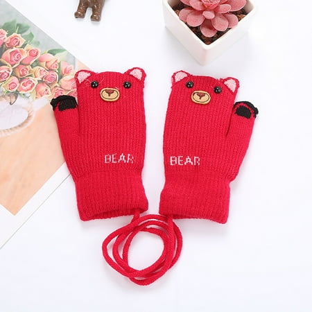 

TOTO Children Kids Boys Girls Winter Cute Cartoon Animal Warm Knitted Gloves