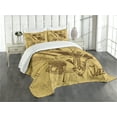 thumbnail image 3 of Ambesonne Retro Quilted Bedspread Set 3 Pcs, Jazz Music Equipments, Queen Size, Cream Brown, 3 of 5