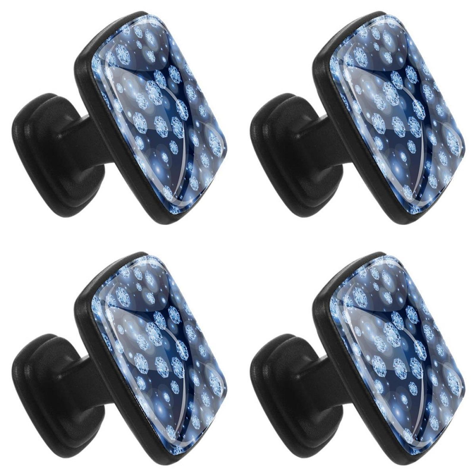 4 Pcs Square Cabinet Handle Cupboard Knob Drawer Pulls Handle Gem Diamond Shiny Bling Drawer Knobs with Screws Furniture Decoration