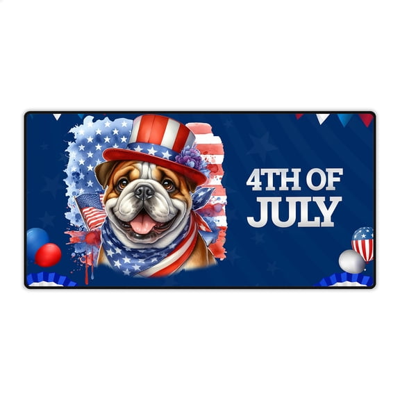 Patriotic Bulldog Celebrates 4th of July Desk Mat Full Keyboard Mouse Pad Dog Lover Gifts Idea Large Mousepad - 02009