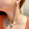 thumbnail image 3 of Silver Plated Light Blue CZ Necklace Stud Earrings Set for Wedding Party Jewelry, 3 of 9