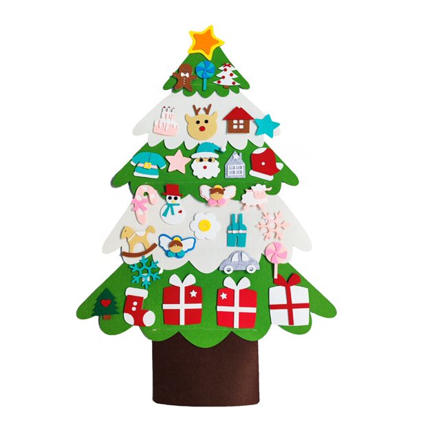 Árbol de Navidad de fieltro artesanal para decoración del hogar, adornos navideños de Año Nuevo, Papá Noel, regalos para niños, 2022