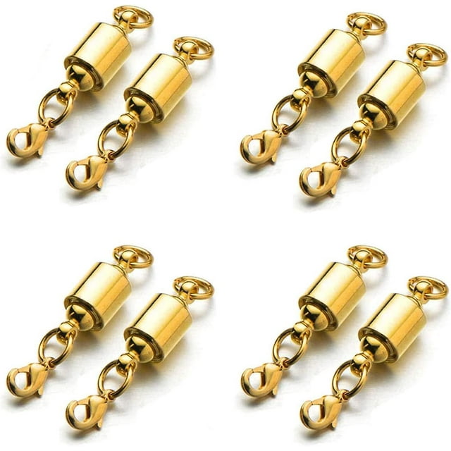 Cierres de joyería magnéticos con bloqueo de tornillo para collares y pulseras Collares abiertos fáciles de usar 6 mm Ligero y pequeño Mantenga el cierre en la parte posterior 8 piezas Oro