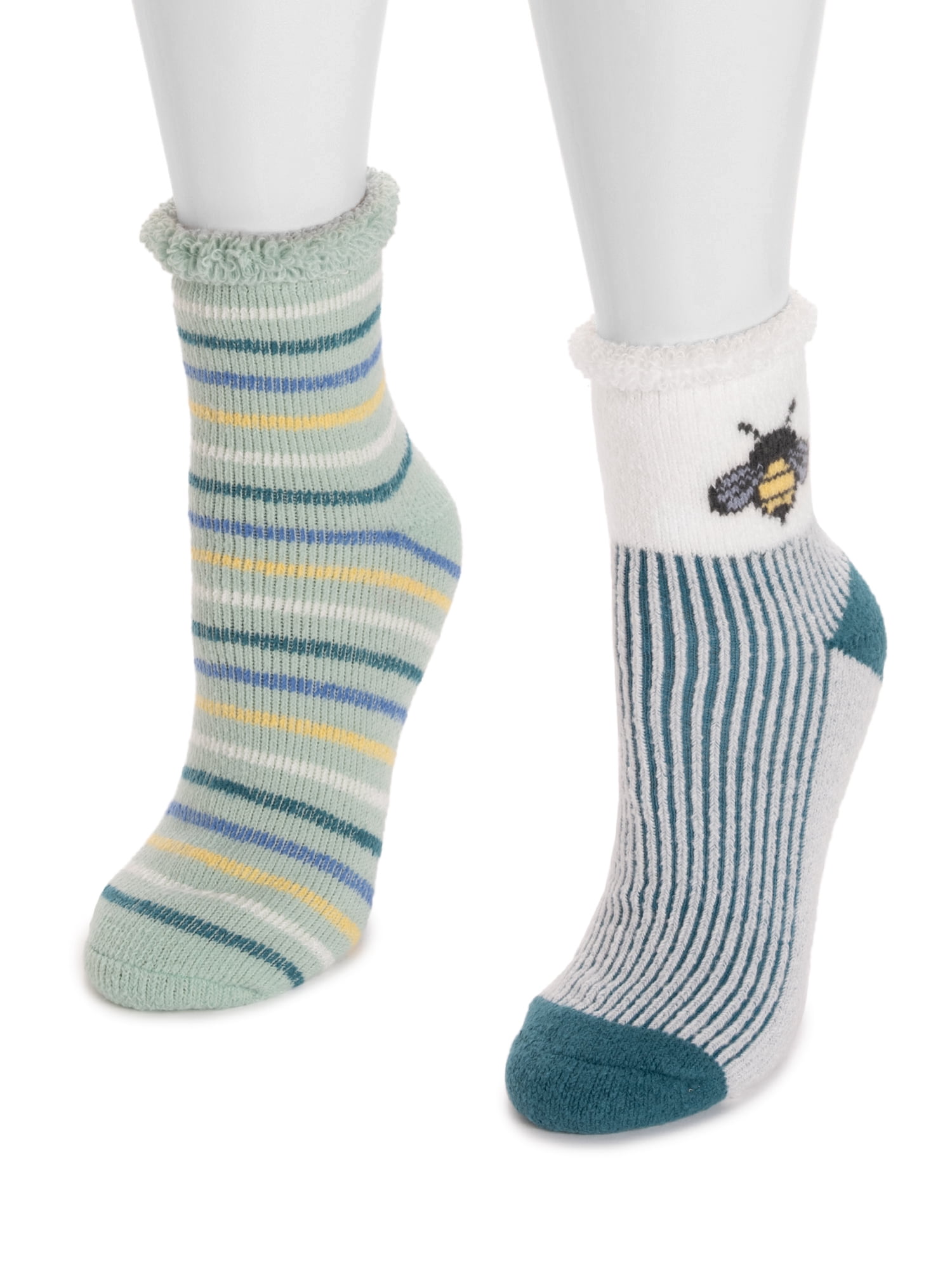 MUK LUKS Women's Crew Lounge Socks, 2-Pack, OSFM