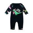 thumbnail image 3 of Wassery Family Matching Christmas Pajamas Outfit Cartoon Dinosaur Letter Printing Long Sleeve Round Collar Sleepwear/Jumpsuit for Adult Baby Kids Dog, 3 of 9