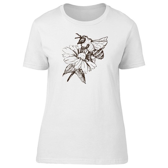 Sketch Of A Bee On A Flower Tee Women's -Image by Shutterstock