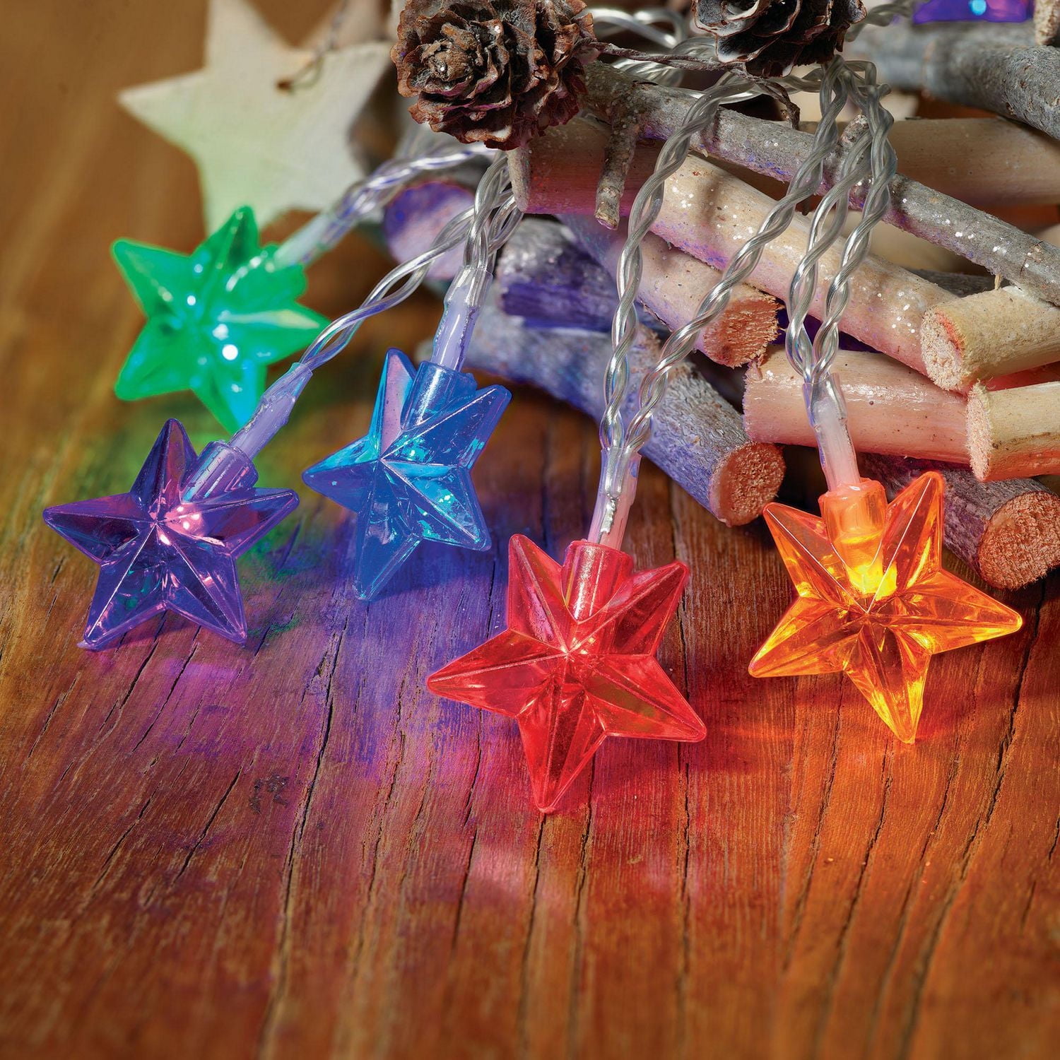 Mini guirlande de lumières de Noël de 7,9 pieds dotée de 20 lumières à DEL fonctionnant à pile Holiday Time, multicolore, avec minuteur