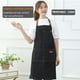 thumbnail image 2 of Inteprter Delantales de vaqueros para hombres Delantal de chef con bolsillos delanteros Negro Excelente protección de cobertura Bar Tienda Herramientas y accesorios para hornear Negro, 2 of 5