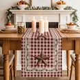 thumbnail image 2 of Table Runner 72 Inches Long for Kitchen Dining, Brown Western Texas Star Vintage Dresser Scarf Farmhouse, Dining Table Decorations for Wedding/Parties, Rustic Farmhouse Red Plaid 18 x 72 In, 2 of 8