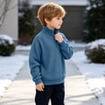 thumbnail image 6 of DJDLJWCJ Boys Sweatshirts Quarter Zipper Long Sleeve Pullover Sweatshirt Lightweight Solid Color Tops Blue Size 3T, 6 of 9