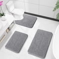 thumbnail image 3 of Buganda Bathroom Rugs 24x16, Quick Dry Machine Washable Chenille Bath Mats with Rubber Backing, Grey, 3 of 9