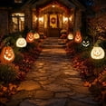 thumbnail image 4 of Metal Pumpkin Yard Stake White Jack O Lantern Halloween Outdoor Decoration for Front Yards, 4 of 7