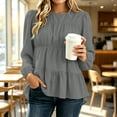 thumbnail image 4 of Hurxie Womens Puff Long Sleeve Babydoll Tops Summer Peplum Pleated T Shirts Casual Loose Fit Flowy Blouses Gray,S, 4 of 8