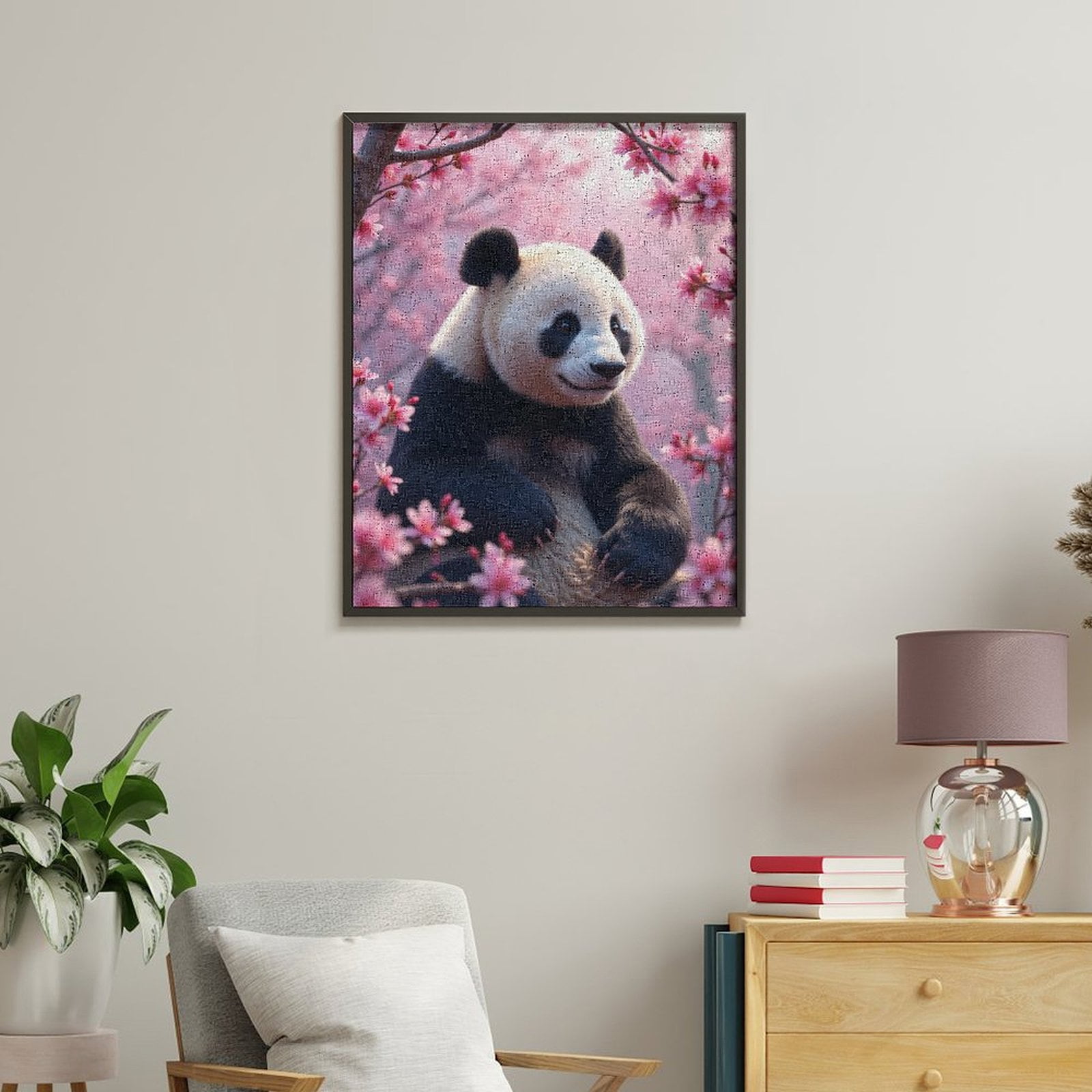 Paint by Numbers Kit for Adults, Panda Cherry Blossom Scene Paint by Numbers, Easy Paint by Numbers Kit for Adults Beginner, DIY Adult Paint by Number Kits on Canvas, Home Decor