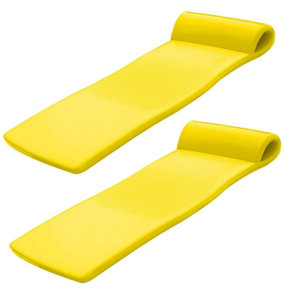 TRC Recreation Sunsation 1.75" Thick Foam Pool Float Lounger w/ Headrest, 2 Pack, Yellow