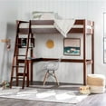 thumbnail image 2 of Walker Edison Swan Solid Wood Loft Bed with Desk - Walnut, 2 of 8