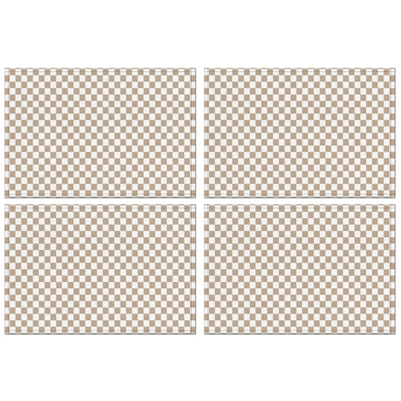 Beige and White Checkerboard Pattern Summer Placemats Table Placemats Set Of 4-Linen Kitchen Washable Placemats Table Mats 11.8"x17.7" Non-Slip Heat Resistant