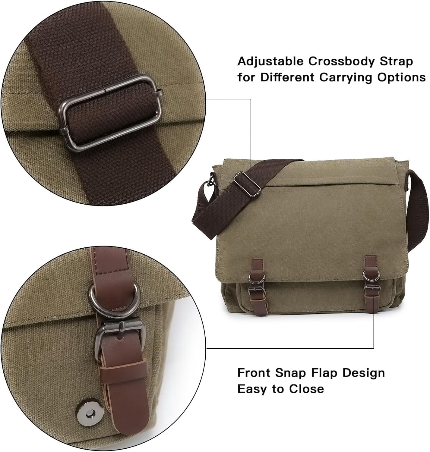 NANAHuang Large Vintage Canvas Messenger Shoulder Bag Travel Crossbody Purse Briefcase Business Bag for 15inch Laptop