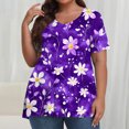 thumbnail image 2 of Pisexur Hauts pour Femmes, Hauts d'Été pour Femmes, Hauts Grande Taille pour Femmes, Hauts pour Dames Mode Été Aguichant Imprimé Manches Courtes Col Rond Multicolore, 2TG, 2 of 7