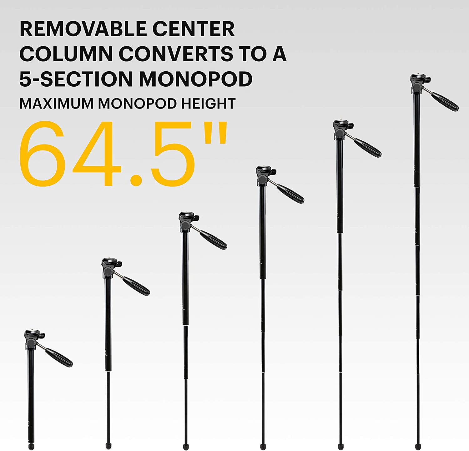 KODAK PhotoGear 2-in-1 70” Tripod & 64.5” Monopod, Lightweight Travel Camera Tripod Stand